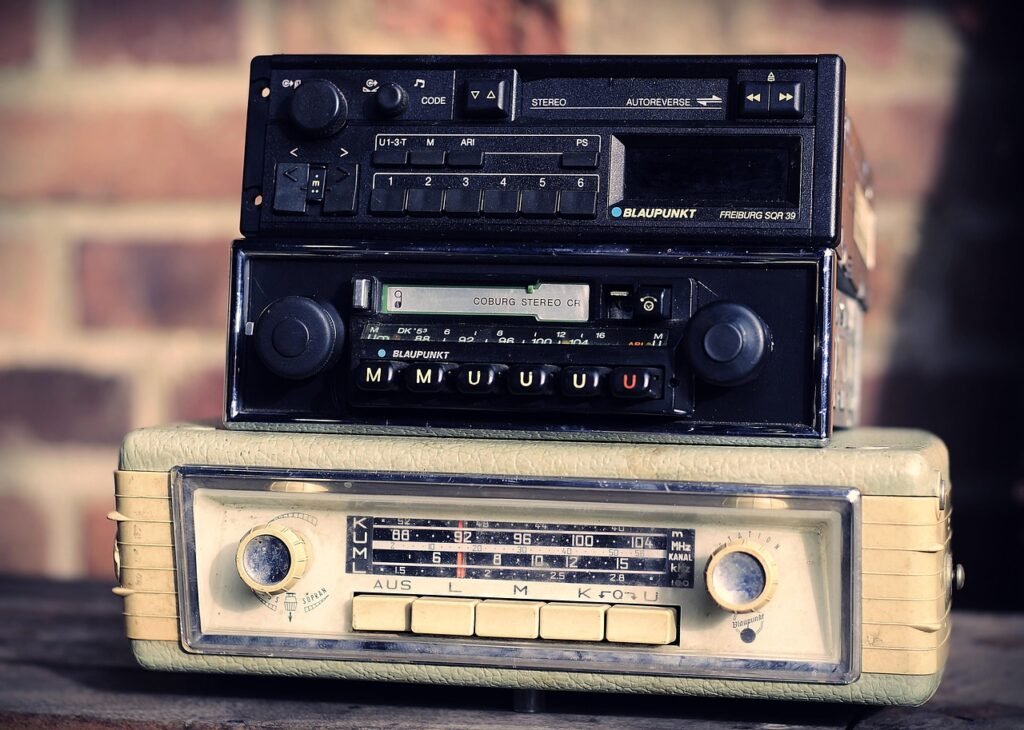 car radios, retro, generations, past, nostalgia, vintage, antique, photo, old, radio receiver, compact cassettes, cassettes, different generations, the broadcasting receiving device, generations, past, past, past, past, past, vintage